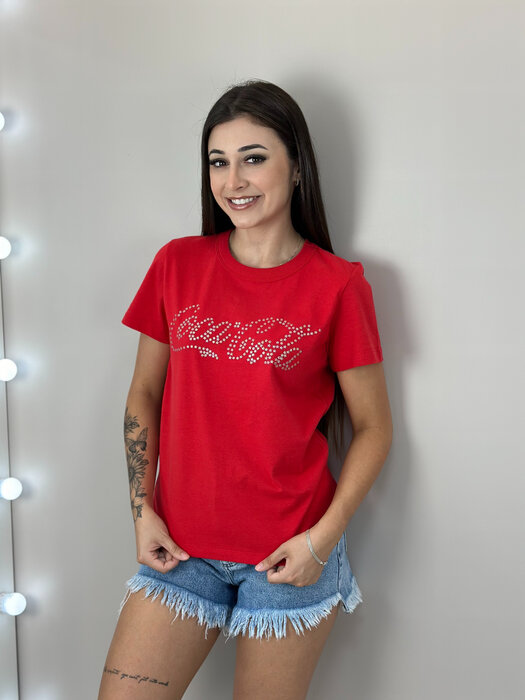 T-SHIRT FEMININA COCA COLA ESTAMPA BRILHO