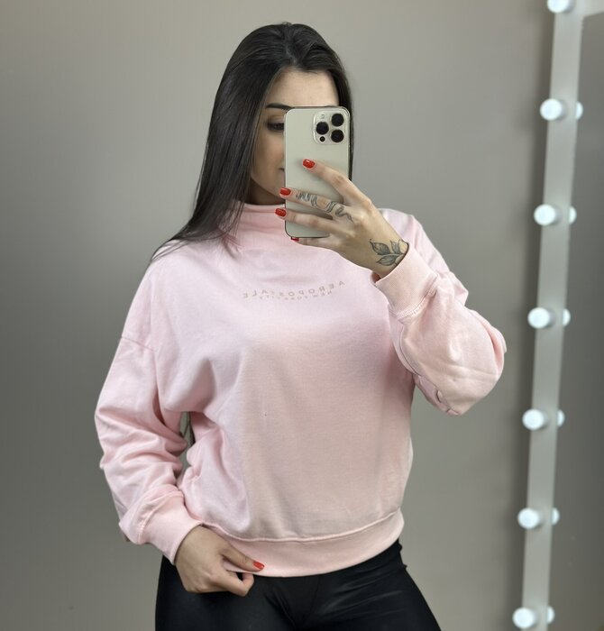 BLUSAO FEMININO MOLETOM GOLA ALTA AEROPOSTALE