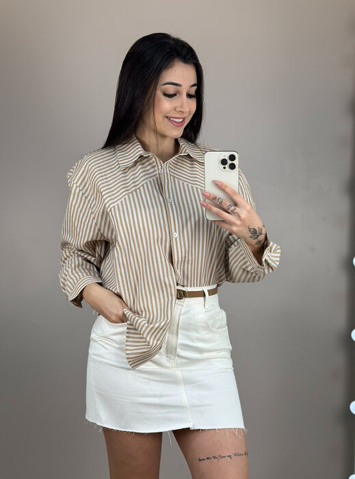 CAMISA FEMININA LISTRADA TRITOLINE AMPLA SOMMER