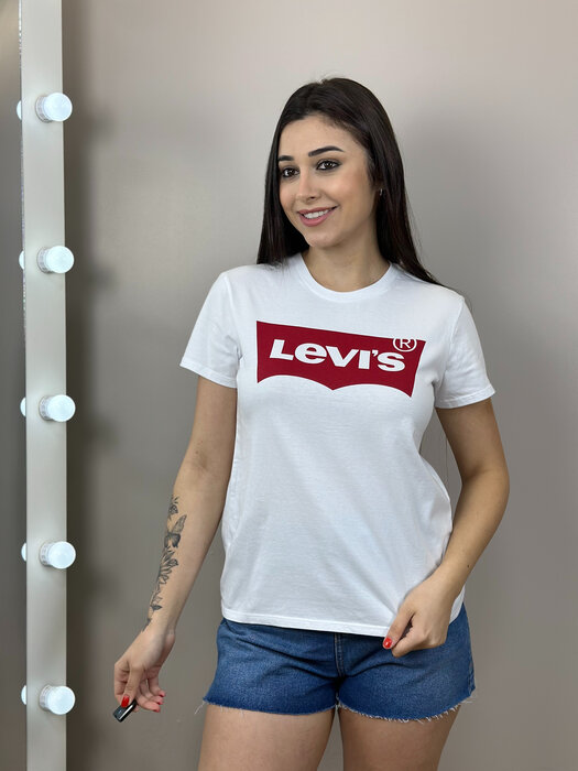 T-SHIRT FEMININA BÁSICA LOGO FRONTAL LEVIS BRANCA