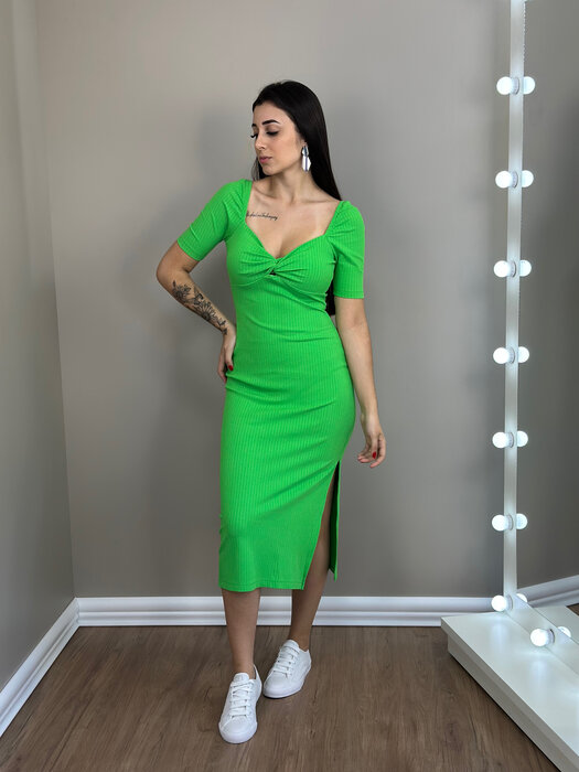 VESTIDO MIDI CANELADO MC SOMMER VERDE