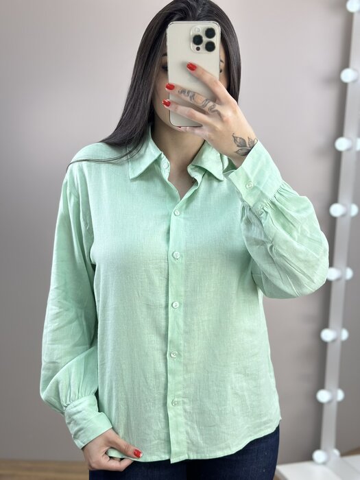 CAMISA BABI FEMININA ML LINHO VERDE MENTA