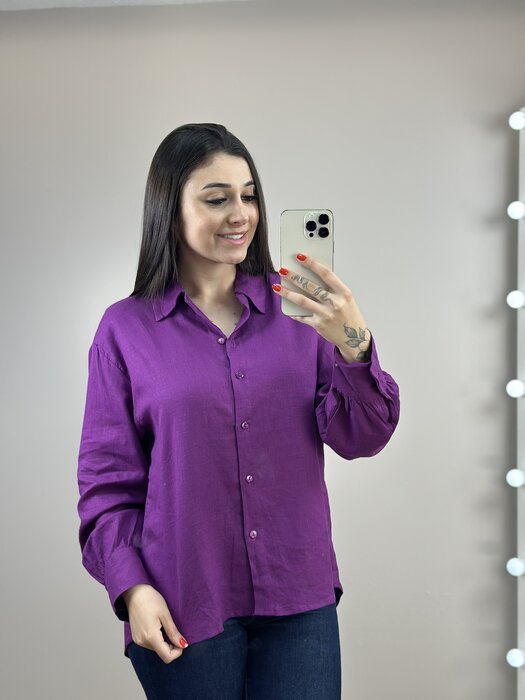 CAMISA BABI FEMININA ML LINHO VIOLETA