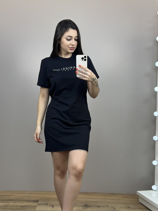 VESTIDO BLUSÃO CURTO GOLA REDONDA COLCCI SPORT PRETO