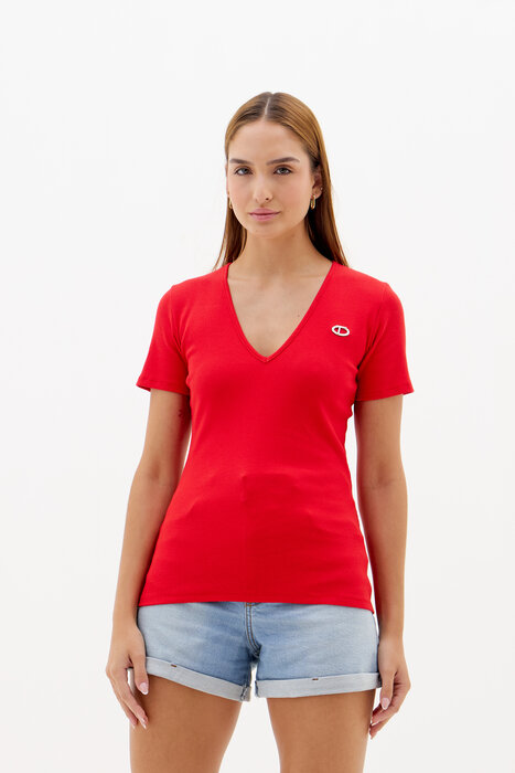 BLUSA FEMININA CANELADA V TRITON VERMELHA