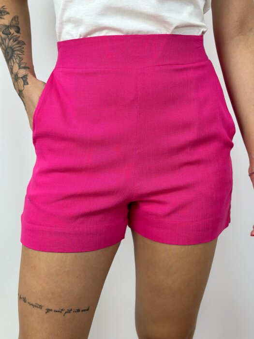 SHORTS FEMININO ELASTICO ATRAS LINHO