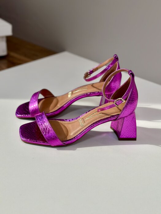 SANDALIA FEMININA METALIZADA PURPLE VIZZANO