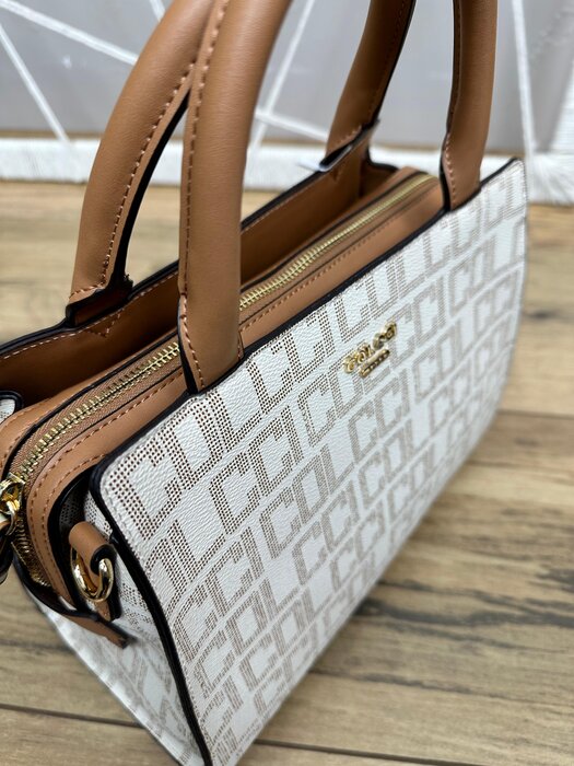 BOLSA FEMININA TOTE MONOGRAMA COLCCI OFF WHITE