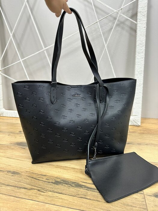 BOLSA FEMININA SHOPPING BAG GRAVAÇÃO COLCCI PRETA