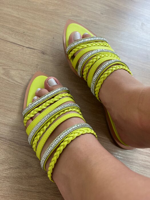 SANDALIA RASTEIRA NEON LIMA STRASS PARO